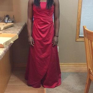 Red Strapless Prom Dress